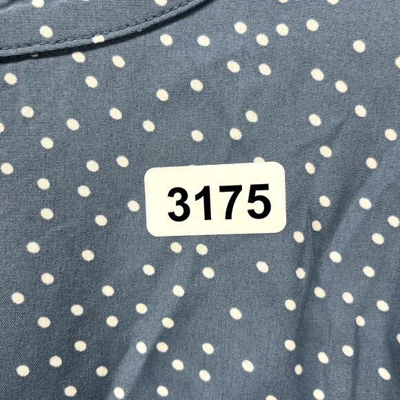 BLOOMCHIC Top Womens plus 1X 14 16 blue white polka dot short sleeve ruffle - Picture 14 of 14